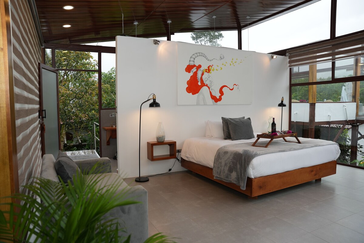 Glamping De Cristal Vista a la montaña | Bộ đồ giường cao cấp, chăn bông, nệm Tempur-Pedic, minibar 