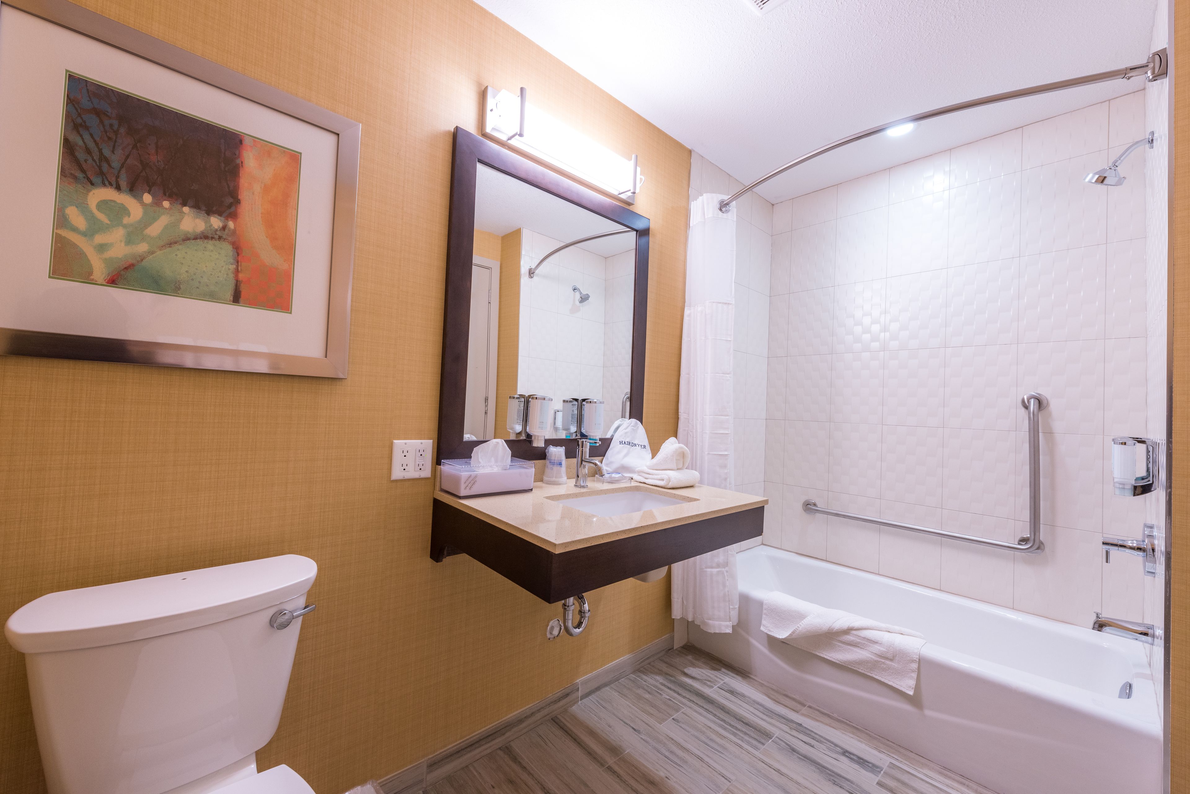 standard room, 1 king bed, accessible, bathtub | bathroom | shower, free toiletries, hair dryer, towels