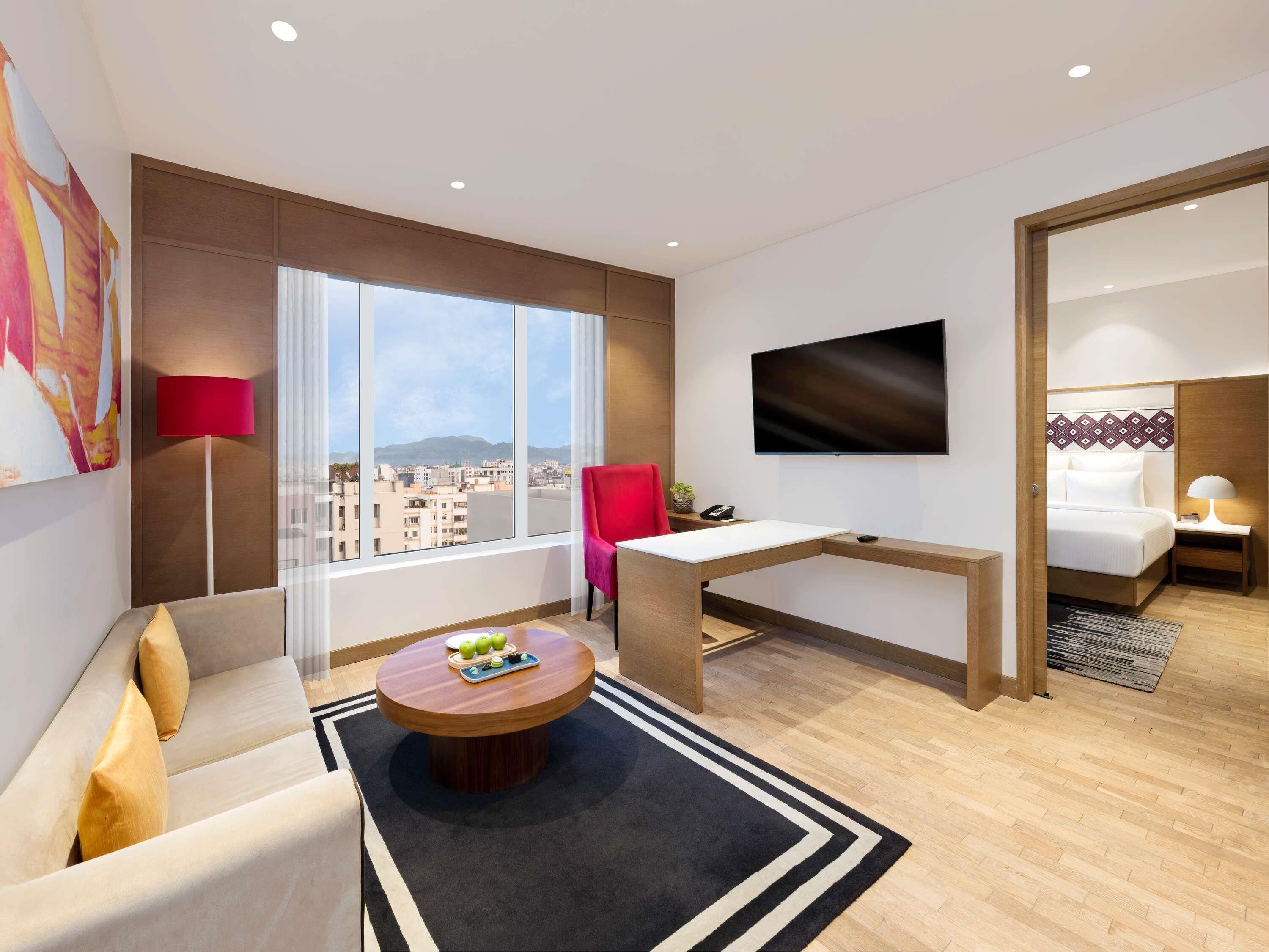 In-room safe, desk, laptop workspace, blackout curtains