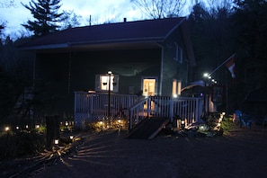 Front of property – evening/night - 8 Acre Wood (Lake of Bays)