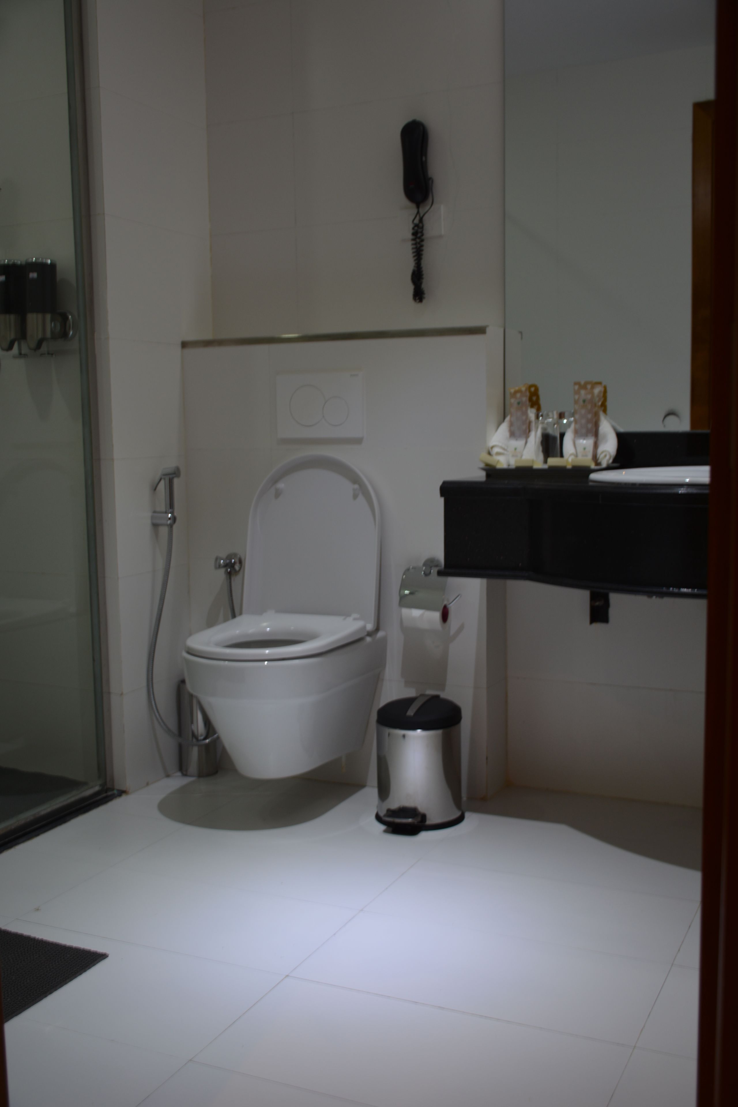 free toiletries, hair dryer, bathrobes, slippers