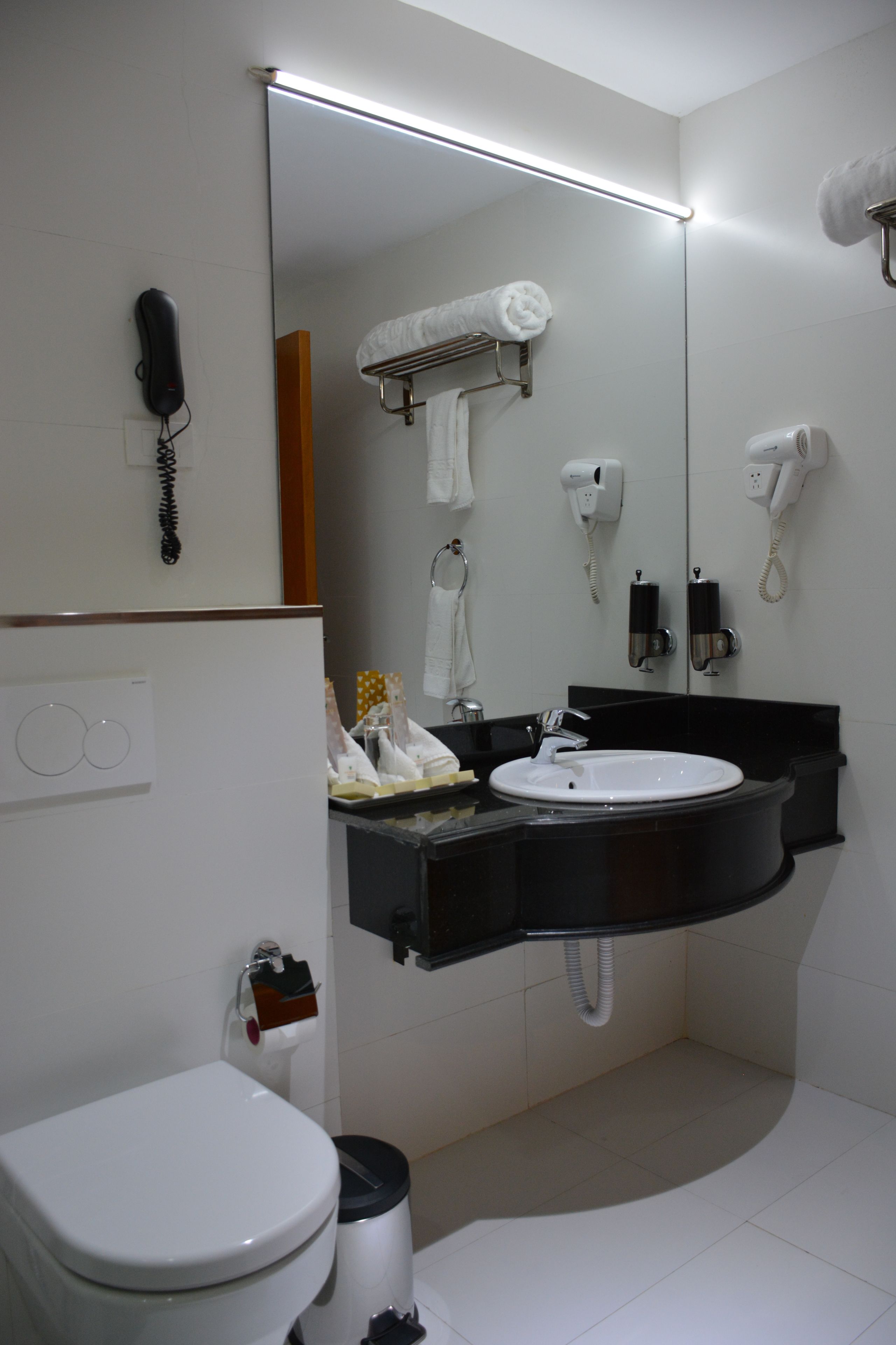 free toiletries, hair dryer, bathrobes, slippers