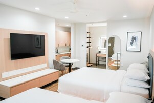 Deluxe Room, 2 Queen Beds (with Sofa) | Desk, iron/ironing board, free WiFi, bed sheets