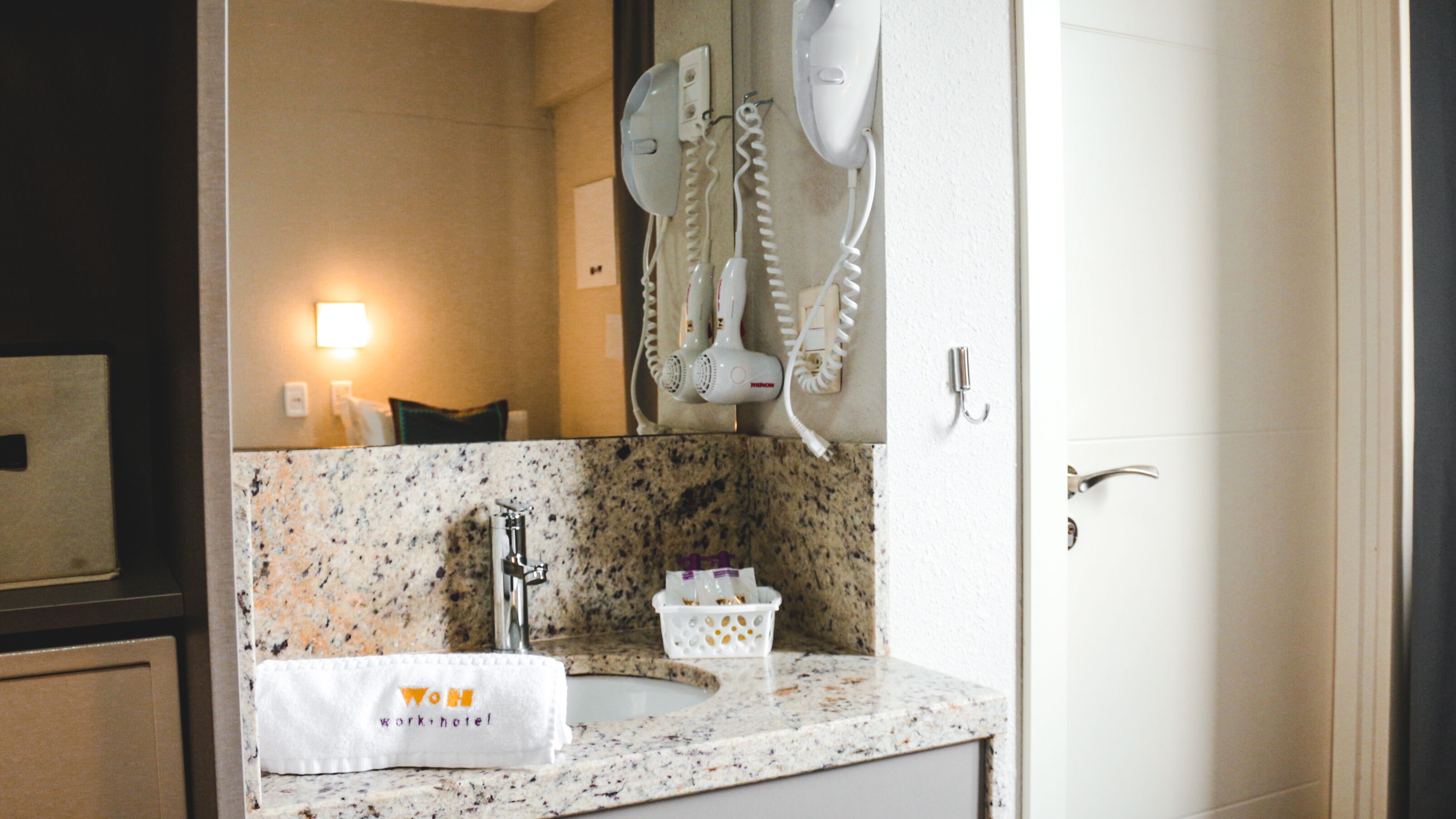 free toiletries, hair dryer, towels, soap