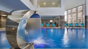 Indoor pool, open 7:00 AM to 10:00 PM, lifeguards on site