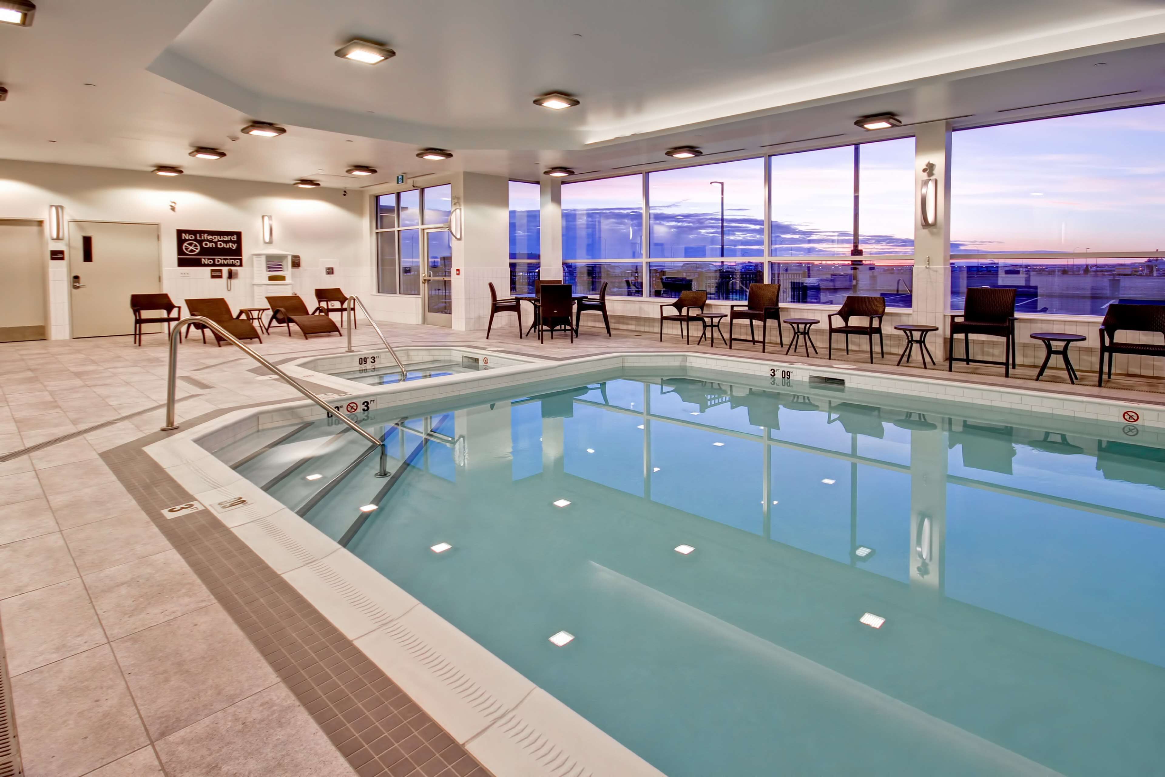 indoor pool, pool loungers