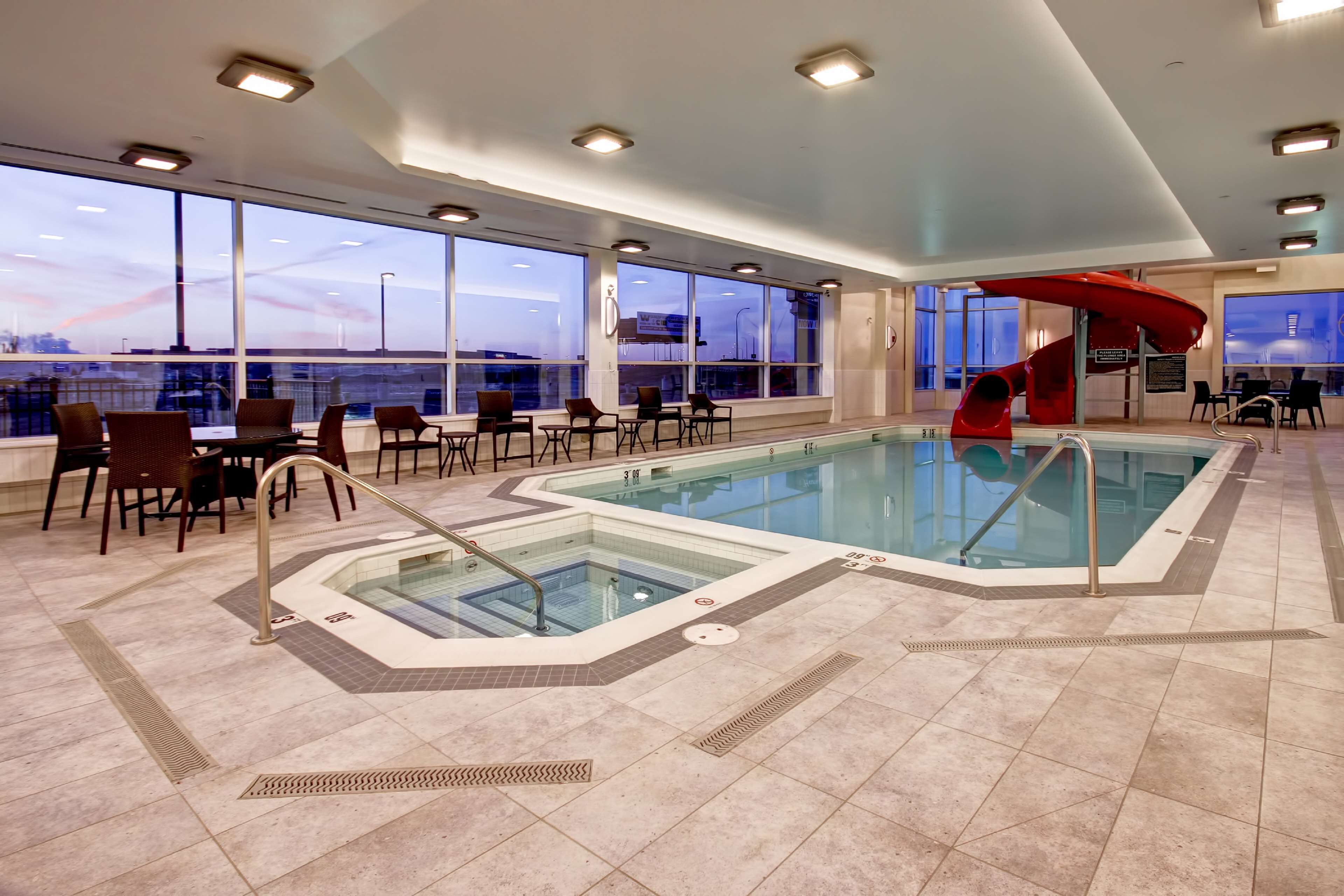 indoor pool, pool loungers