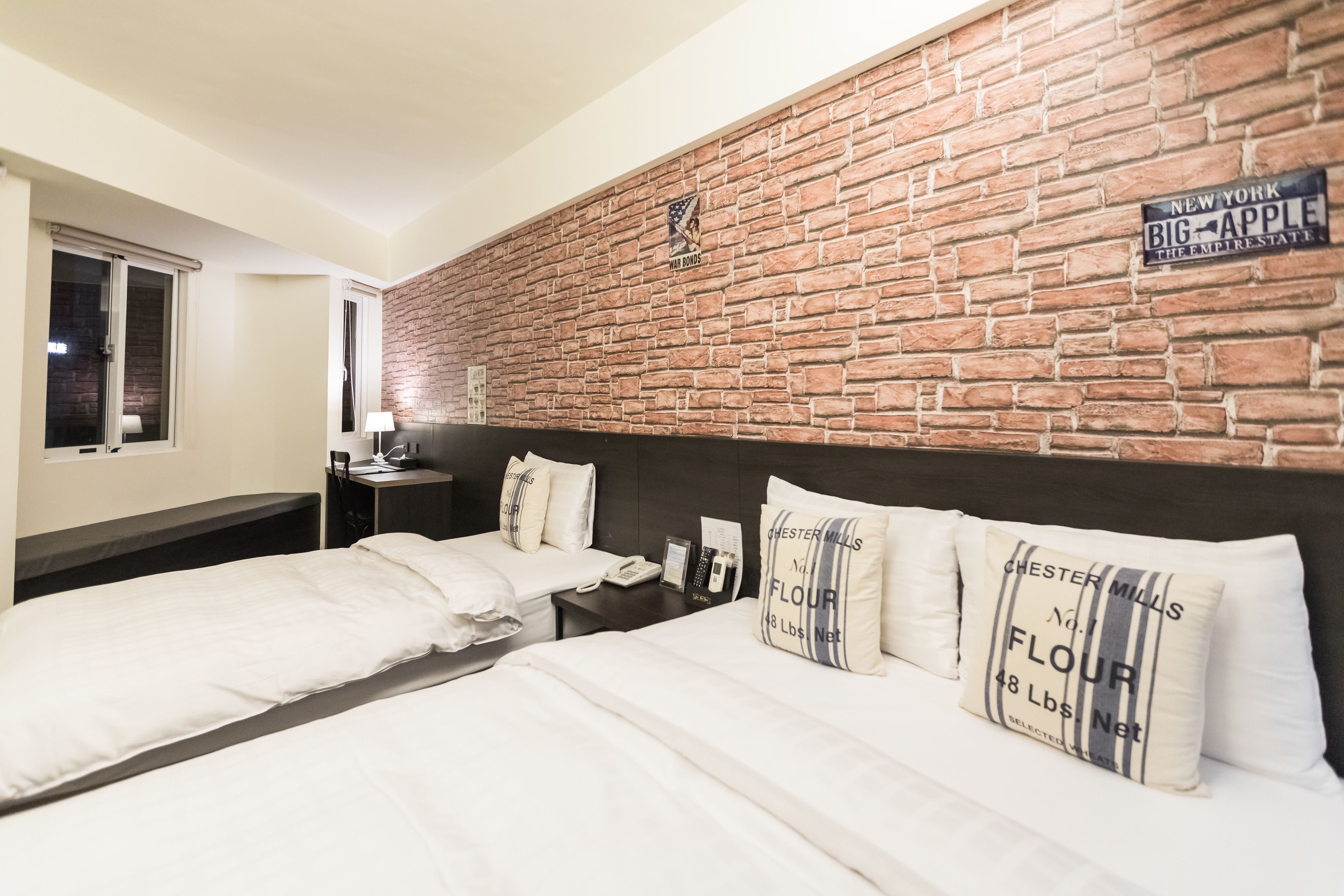 business triple room | premium bedding, desk, soundproofing, free wifi