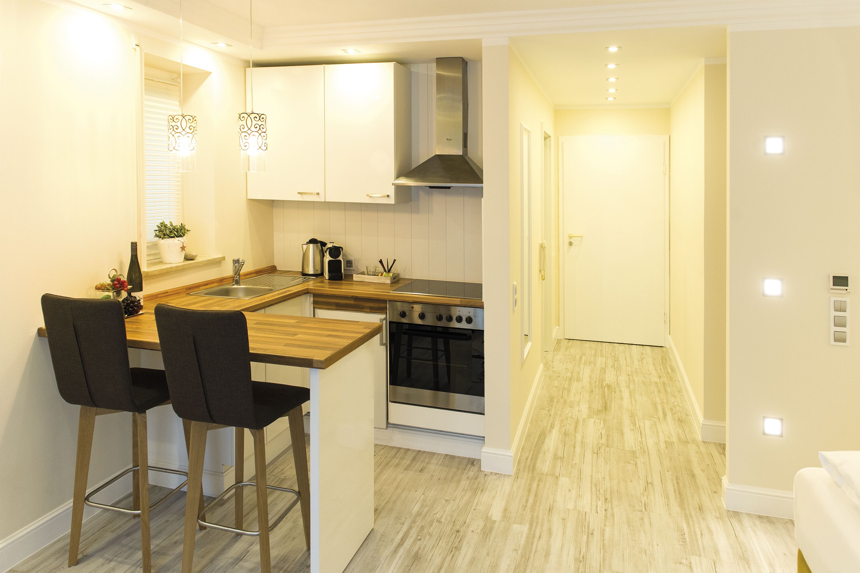 Apartamento, terraza | Cocina básica privada | Frigorífico, horno, placa de cocina y máquina de café espresso