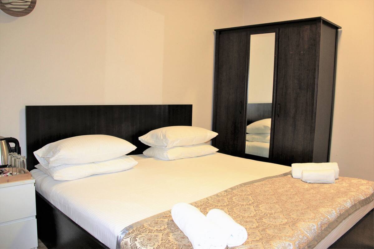 Habitación estándar doble, 1 cama de matrimonio grande, baño privado, vistas a la ciudad | Minibar, tabla de planchar con plancha, camas supletorias y wifi gratis
