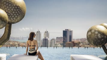 Indoor pool, seasonal outdoor pool, pool loungers