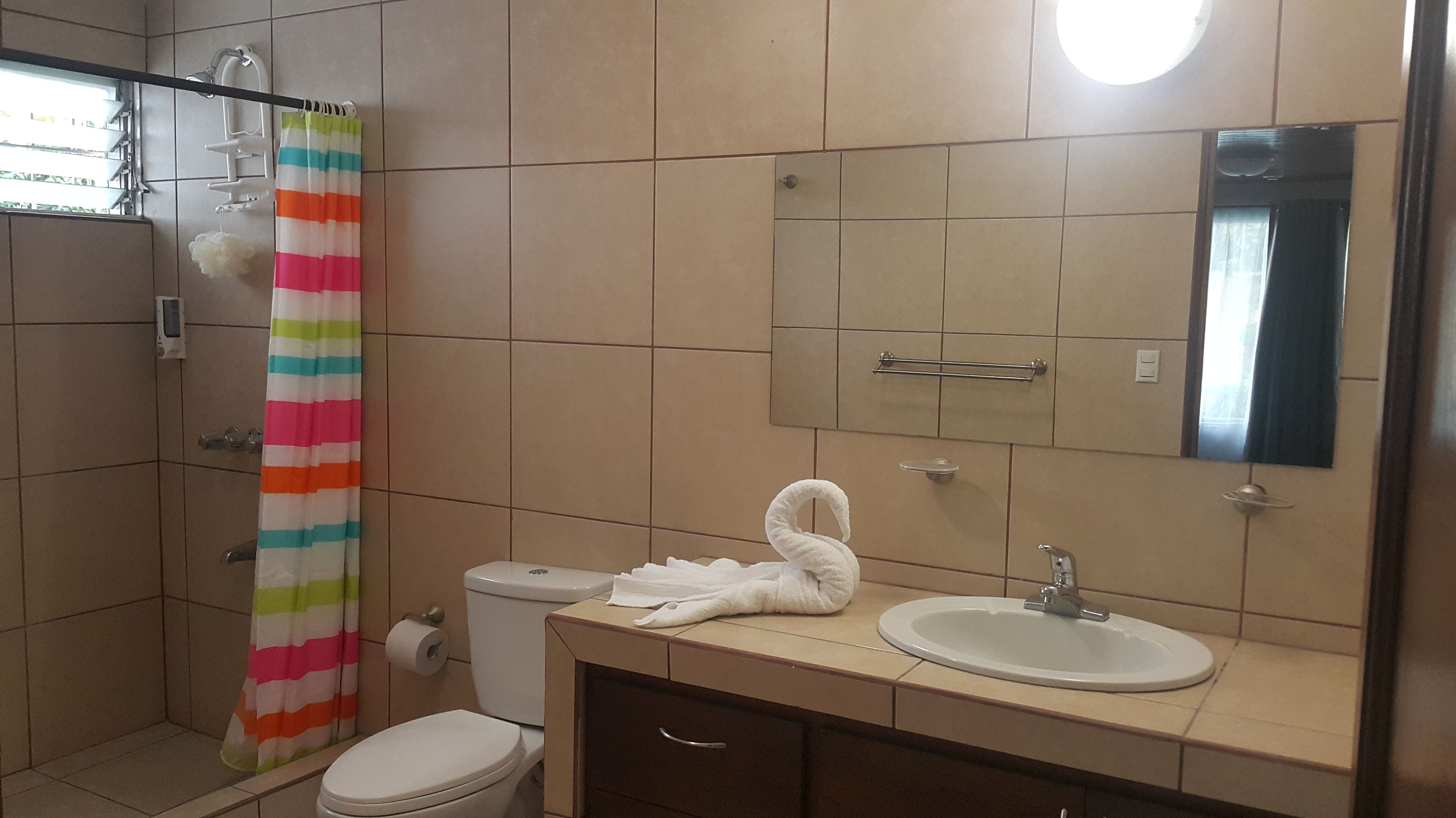 exclusive suite, 1 king bed, poolside | bathroom | shower, free toiletries, hair dryer, towels