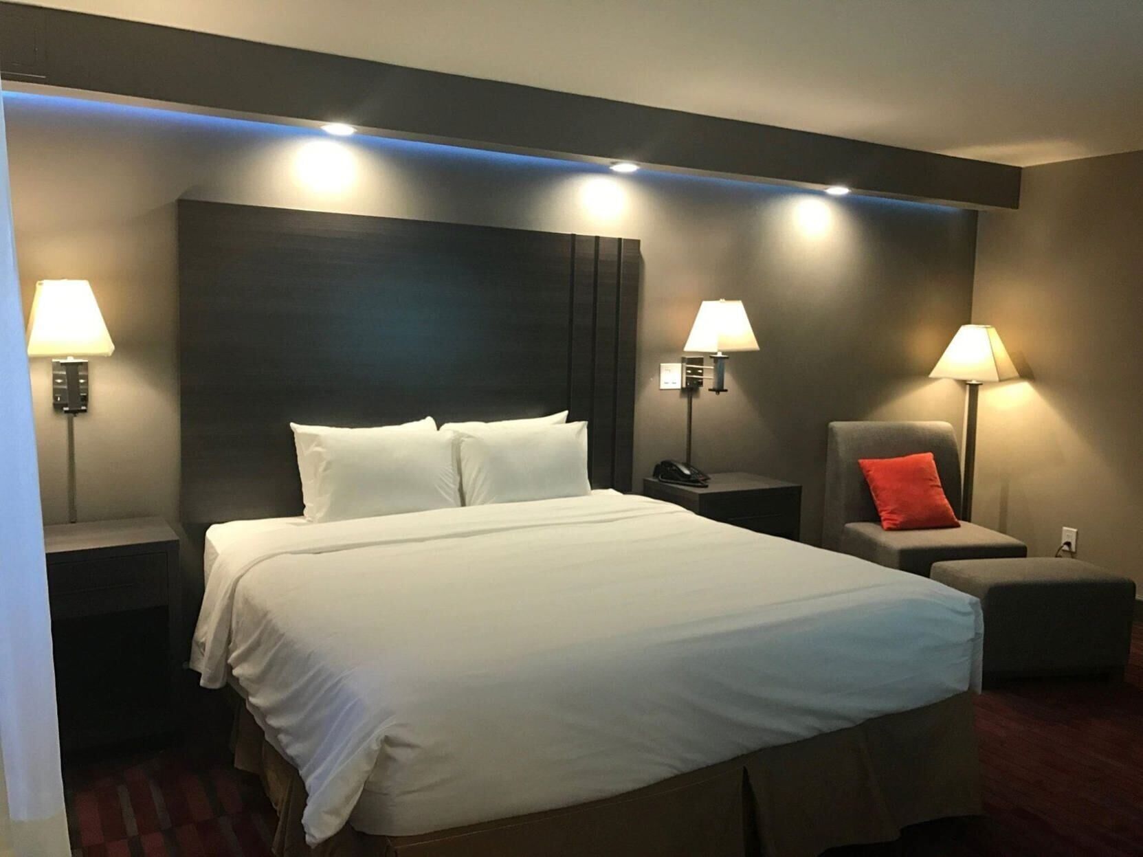 Premium bedding, desk, blackout drapes, iron/ironing board