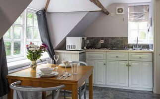 Ísskápur, örbylgjuofn, bakarofn, eldavélarhellur