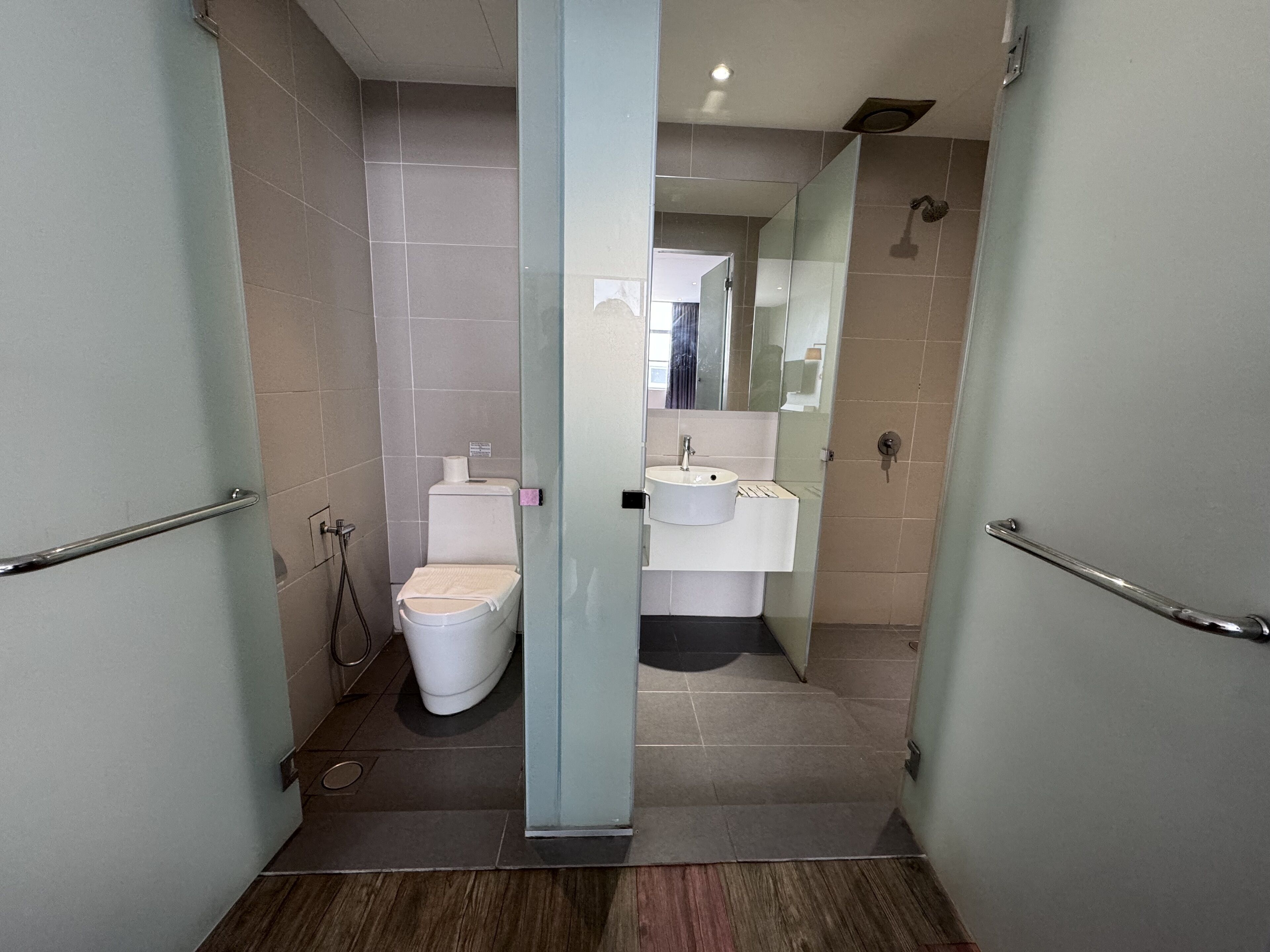 family room window | bathroom | shower, free toiletries, hair dryer, bidet