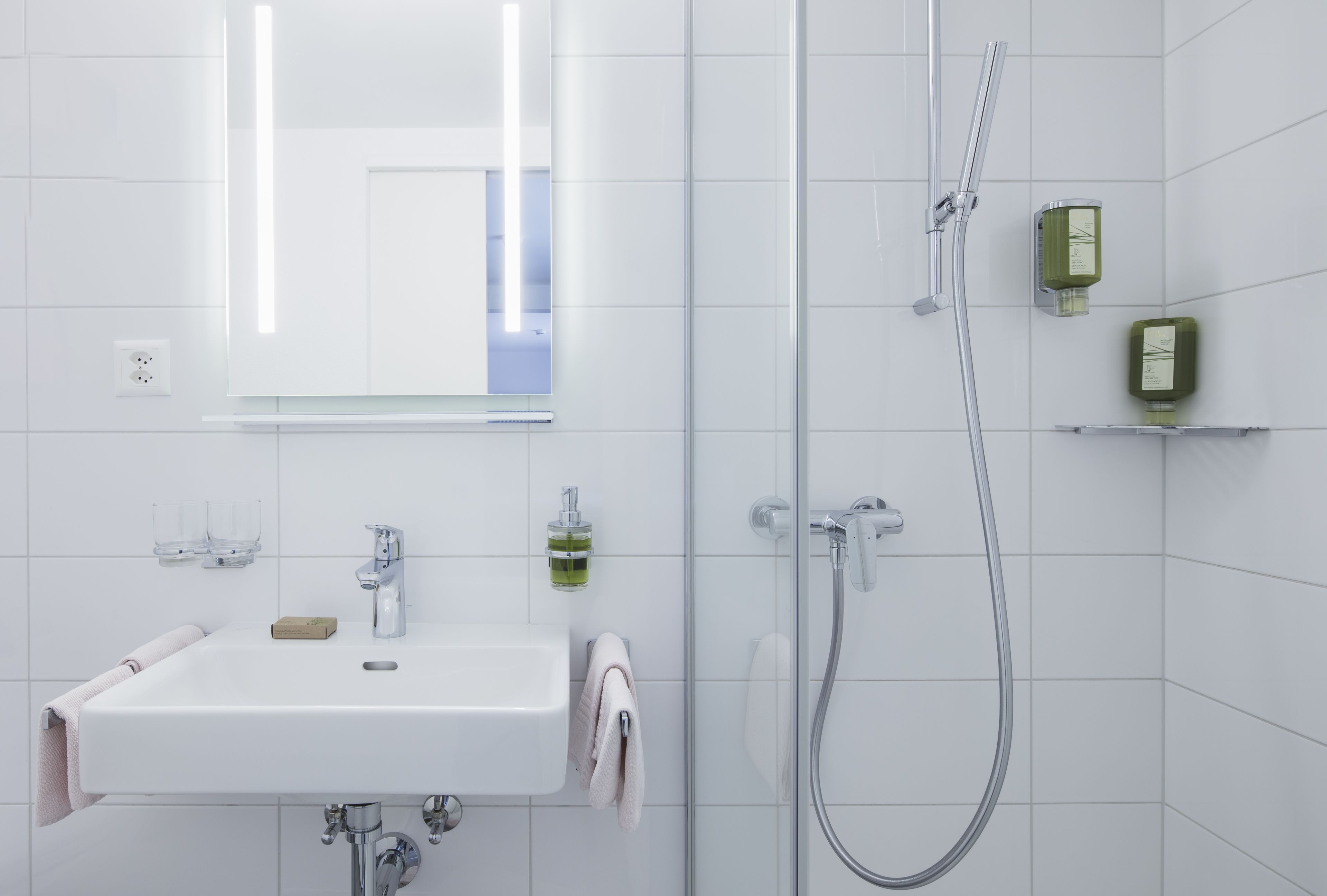 free toiletries, hair dryer, towels