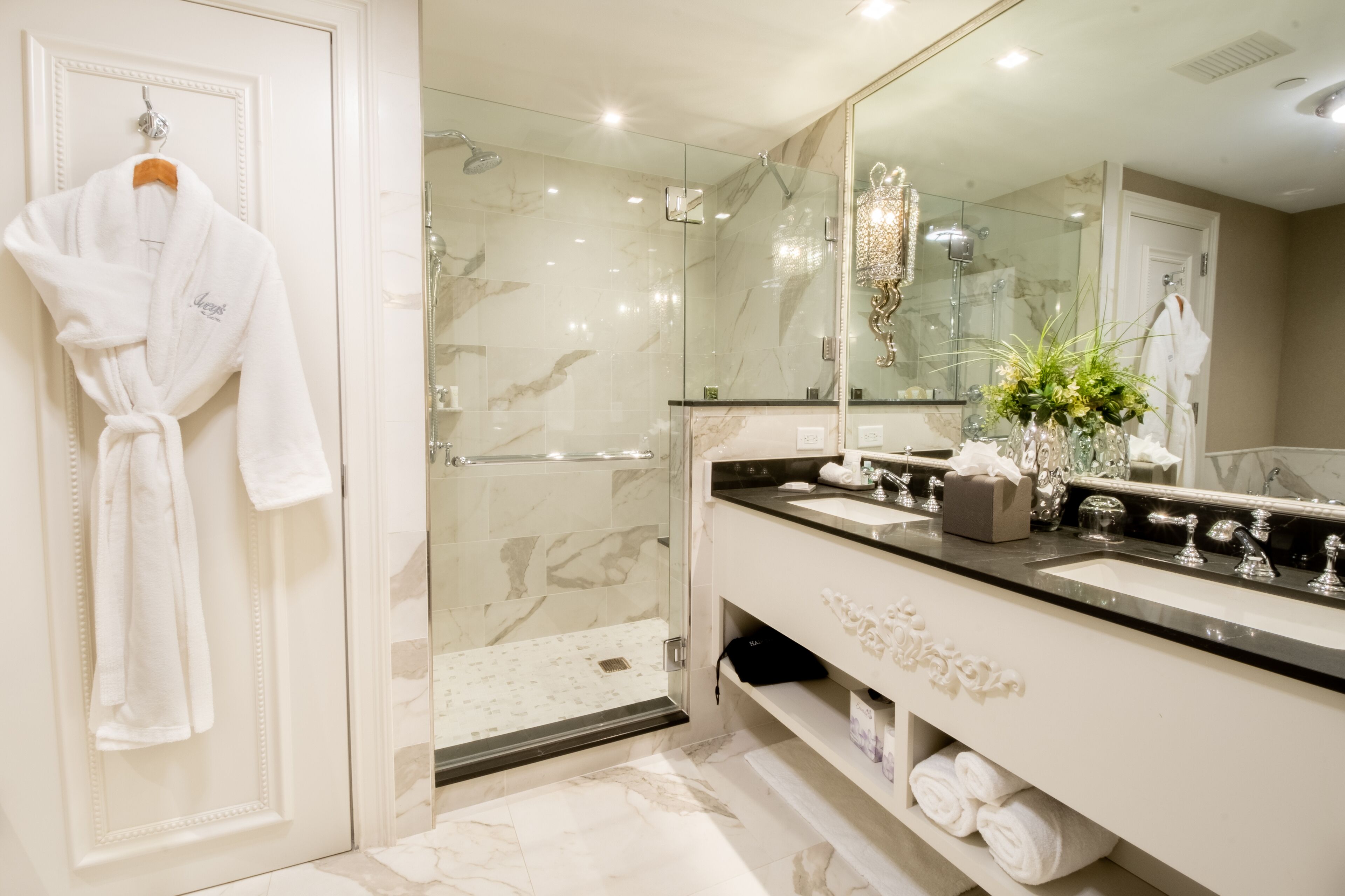 free toiletries, hair dryer, bathrobes, slippers