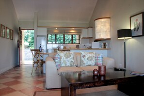 32-inch flat-screen TV with satellite channels, TV