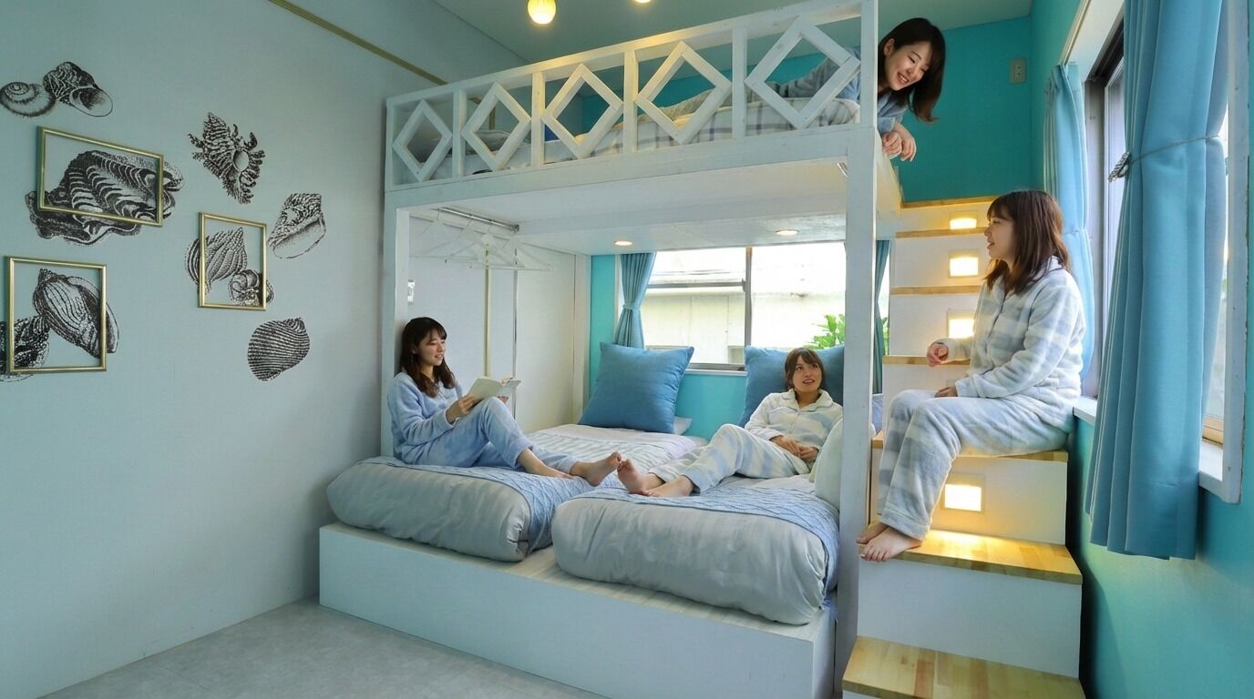 [ANNEX] Quadruple Room, Women only,with Shared Bathroom | Blackout drapes, soundproofing, iron/ironing board, free WiFi