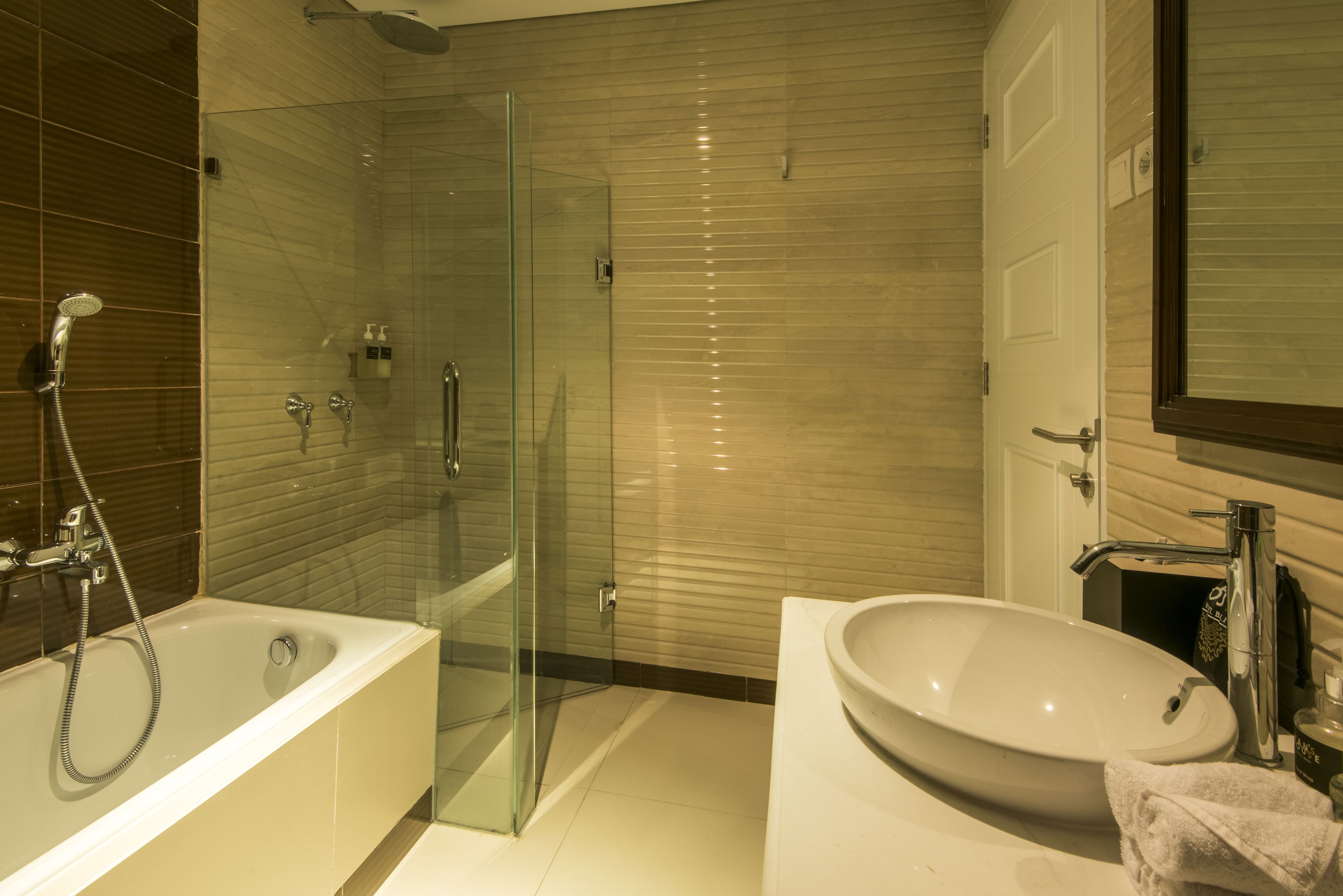 free toiletries, hair dryer, towels