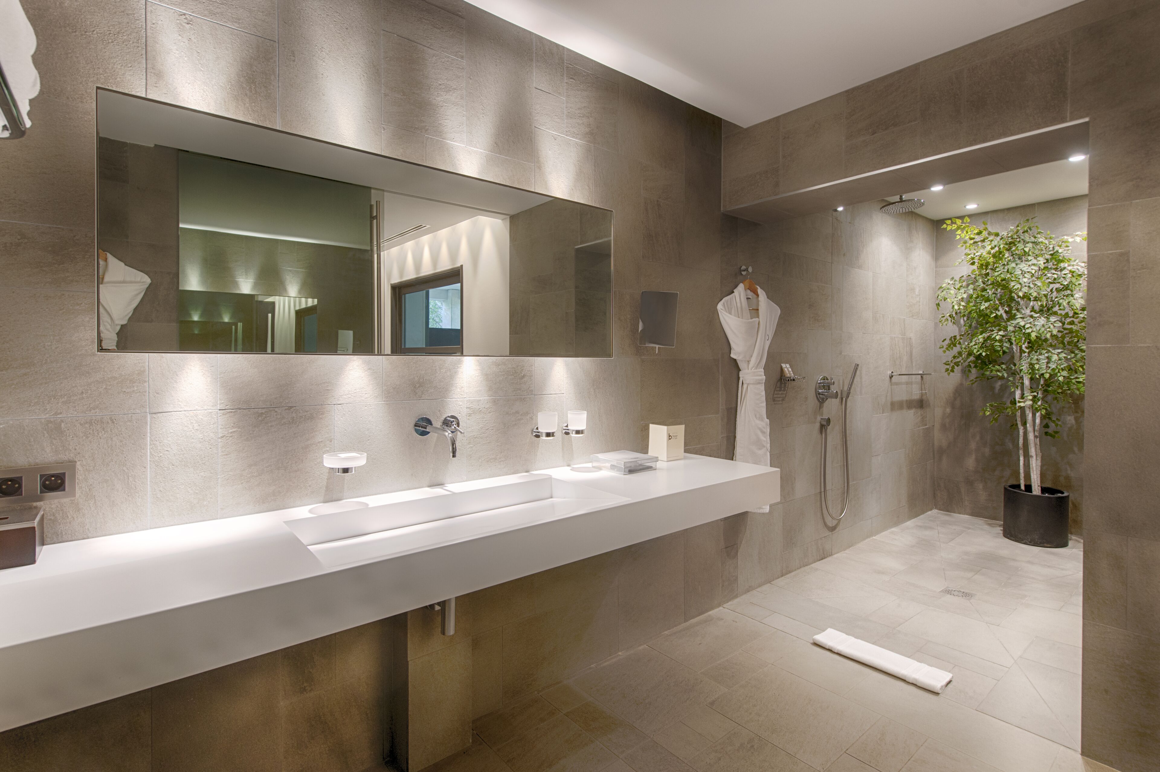 design double or twin room (with shower) | bathroom | combined shower/bathtub, designer toiletries, hair dryer, bathrobes