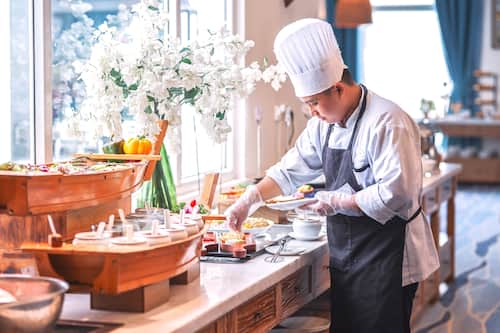 Breakfast, lunch, dinner served; international cuisine, pool views