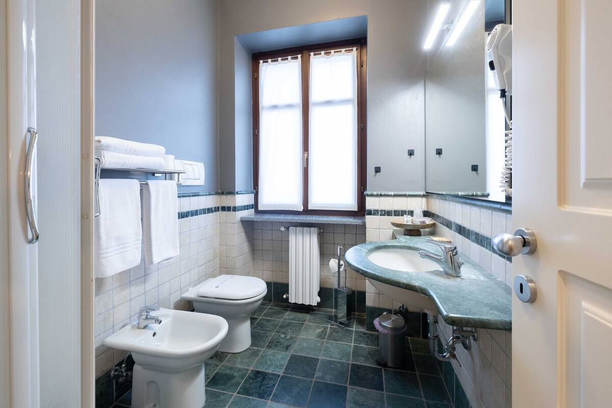 shower, rainfall showerhead, free toiletries, hair dryer