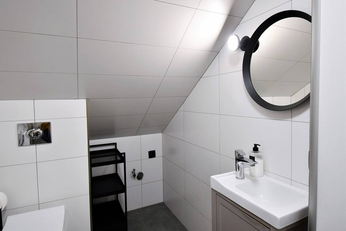 Bathroom | Shower, hair dryer, towels