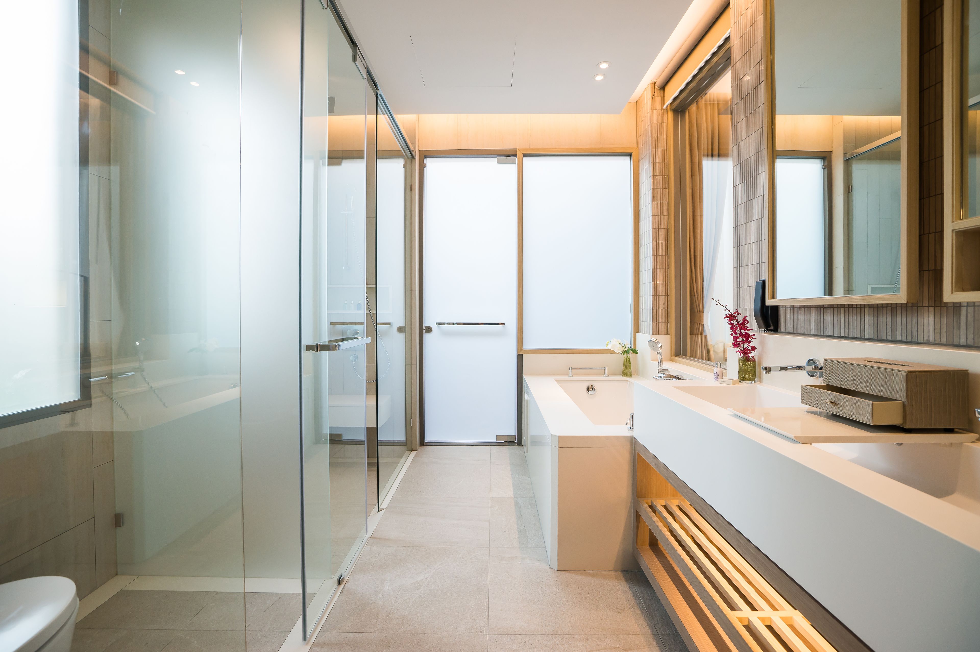 avani pool villa | bathroom | combined shower/bathtub, rainfall showerhead, free toiletries