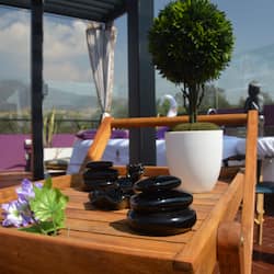 Outdoor treatment areas, sauna, body treatments, aromatherapy