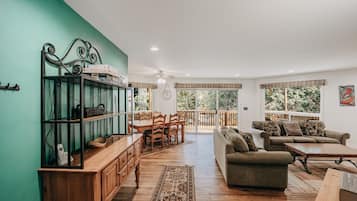 Cabin, 2 Bedrooms | Living area | Fireplace, DVD player, computer monitors