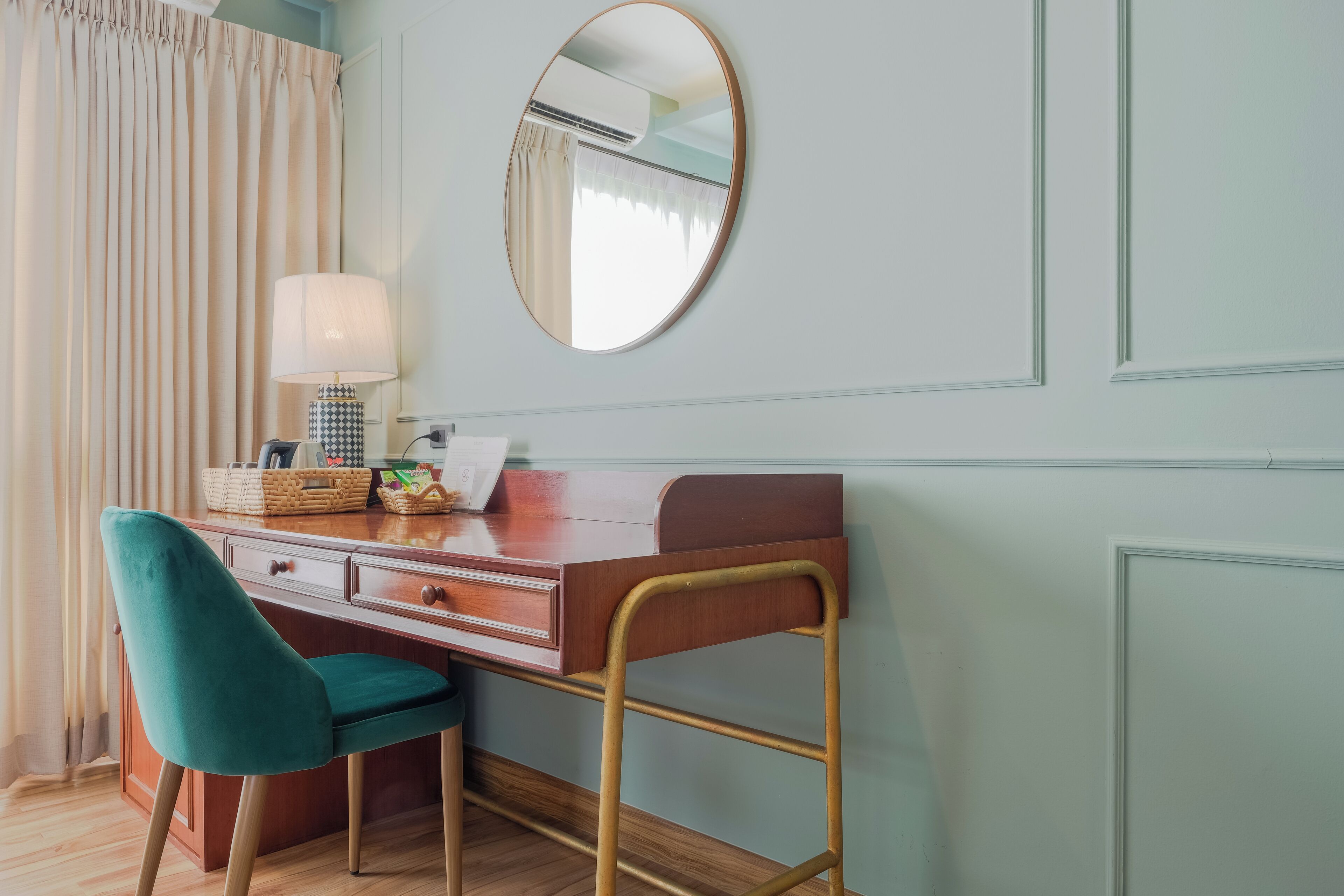 deluxe twin room | free minibar, desk, laptop workspace, blackout curtains