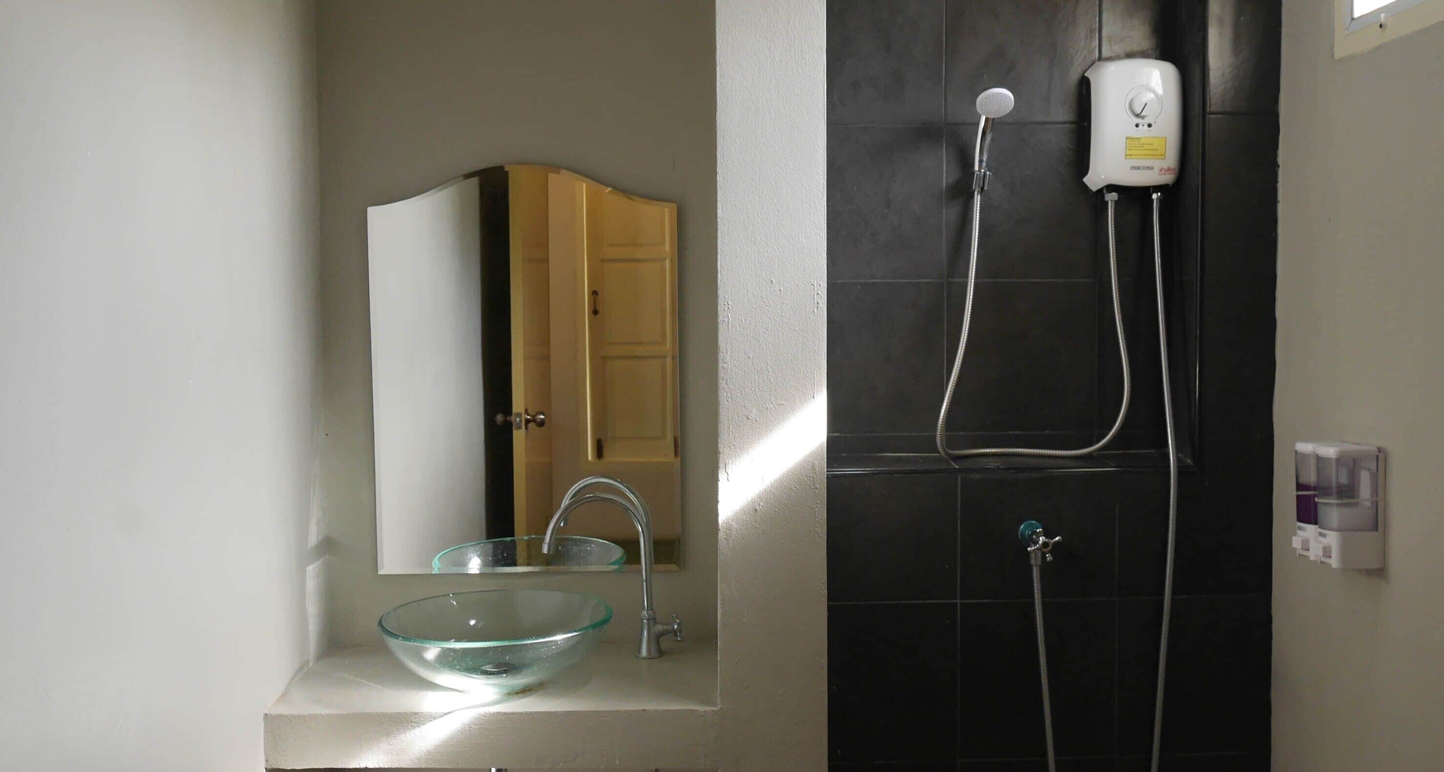 shower, free toiletries, hair dryer, bathrobes