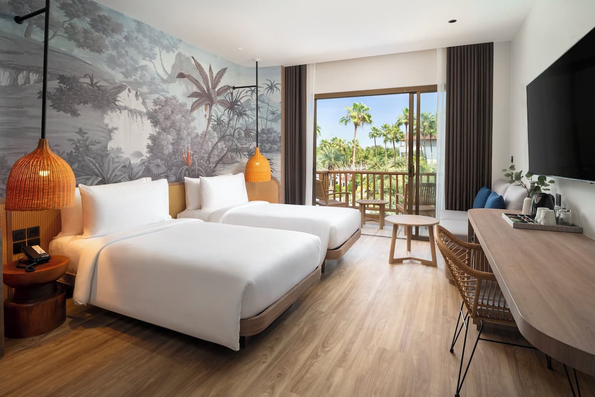 Deluxe Twin Room, Pool View | 1 bedroom, premium bedding, down comforters, in-room safe