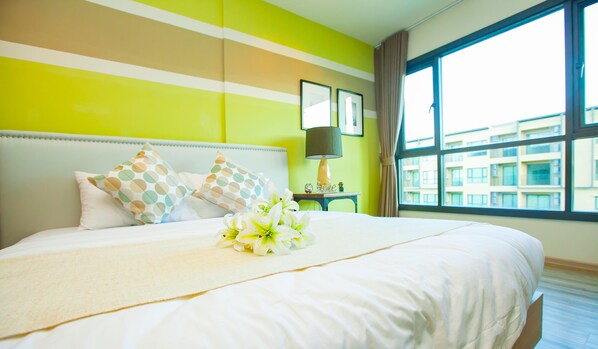 1 Bedroom Apartment, Pool View | 1 bedroom, blackout drapes, soundproofing, WiFi (free) - Charming Pool View by Rain Cha Am Condo (Cha-am)