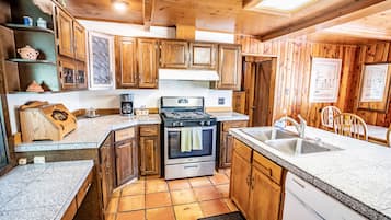 Family House, 2 Bedrooms, River View, Mountainside | Private kitchen | Full-size fridge, microwave, oven, stovetop