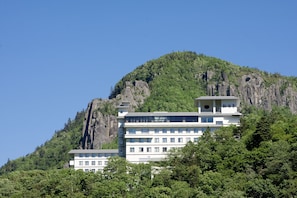 Set against a lush mountain backdrop, this hotel offers a serene escape amidst dense foliage.