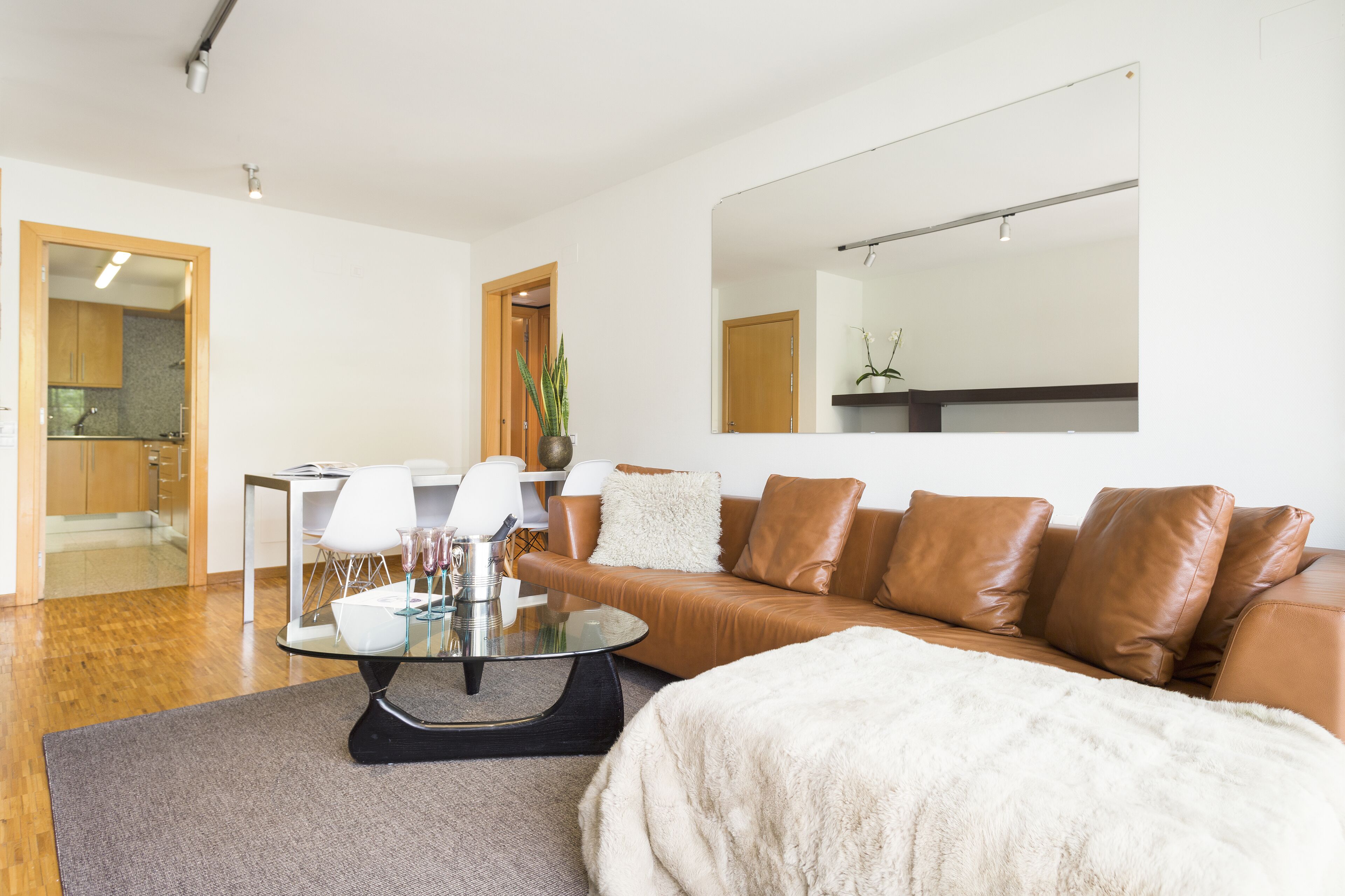 Executive appartement, 3 slaapkamers, balkon (Prats de Molló, 18) | Woonruimte | Een 32-inch flatscreentelevisie met kabelzenders en een televisie