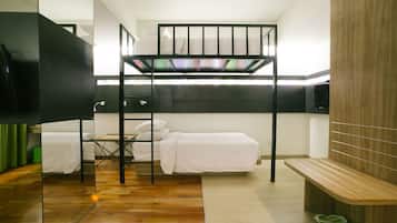 Quarto (Love) | Cofres nos quartos, escrivaninha, espaço de trabalho para notebook