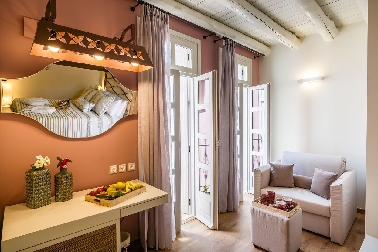 standard double room | living area | 32-inch flat-screen tv with satellite channels, tv