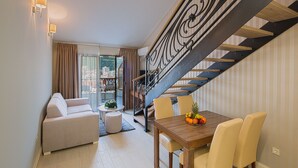 Deluxe Apartment, 1 Bedroom, Balcony, Sea View | Living area | Flat-screen TV - Aparthotel Villa Aria (Budva)