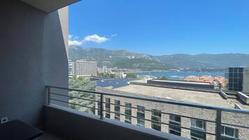 Apartamento de lujo, 2 habitaciones | Zona de estar | Televisión de pantalla plana de 42 pulgadas con canales por cable