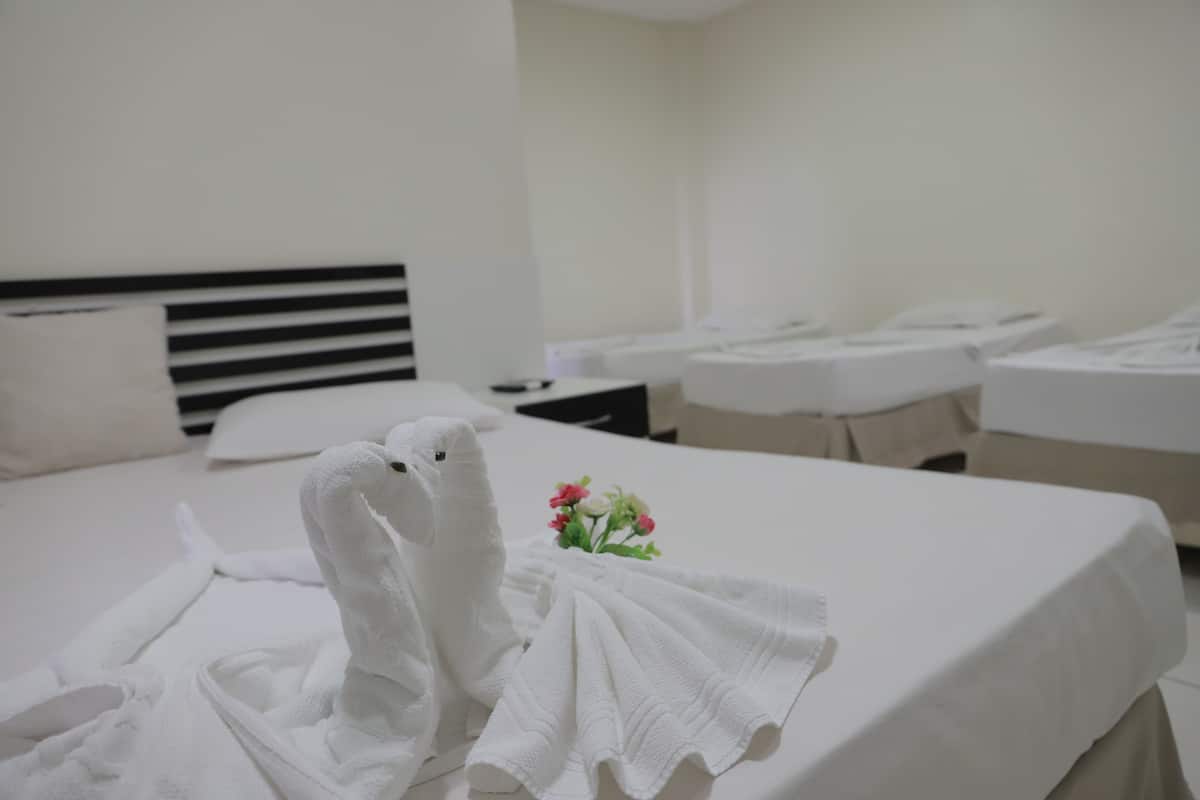 Minibar, desk, laptop workspace, blackout curtains