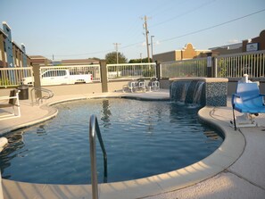 Outdoor pool, sun loungers