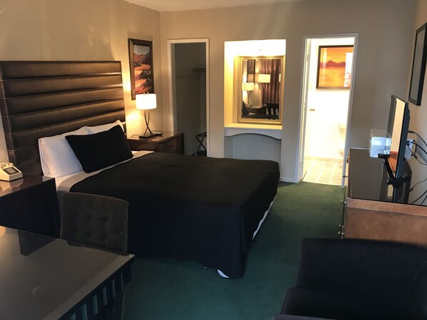 Blackout curtains, iron/ironing board, free WiFi, bed sheets