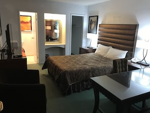 Blackout curtains, iron/ironing board, free WiFi, bed sheets