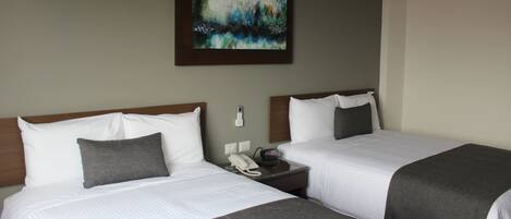 Standard Room, 2 Double Beds | Desk, soundproofing, free WiFi, bed sheets