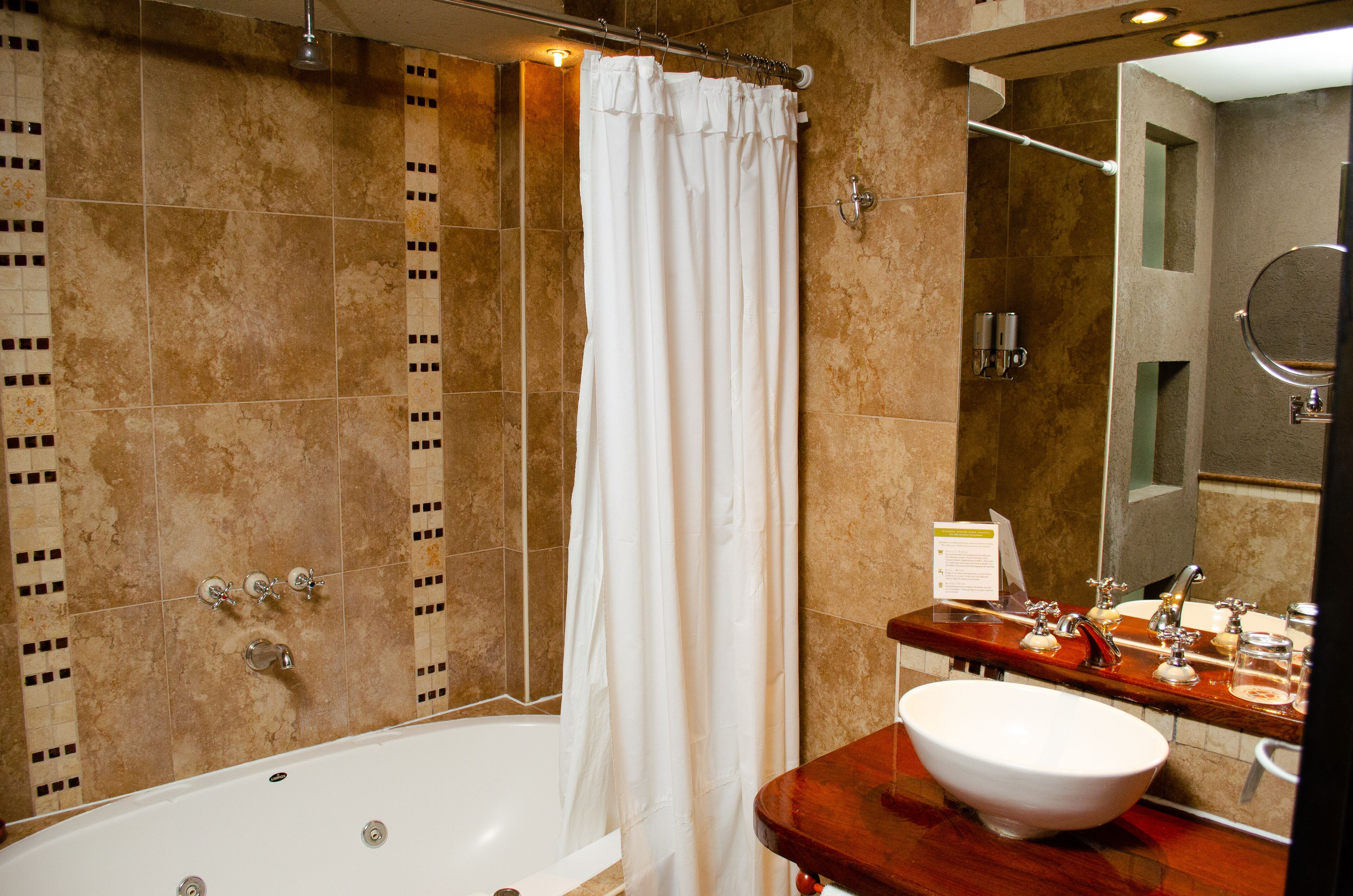 combined shower/bathtub, free toiletries, hair dryer, bidet