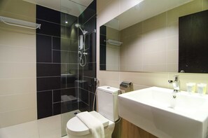 Regadera, amenidades de baño gratuitas, secadora de cabello, toallas 
