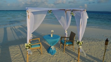 On the beach, scuba diving